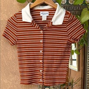 Arizona Striped Button-Up Polo Shirt